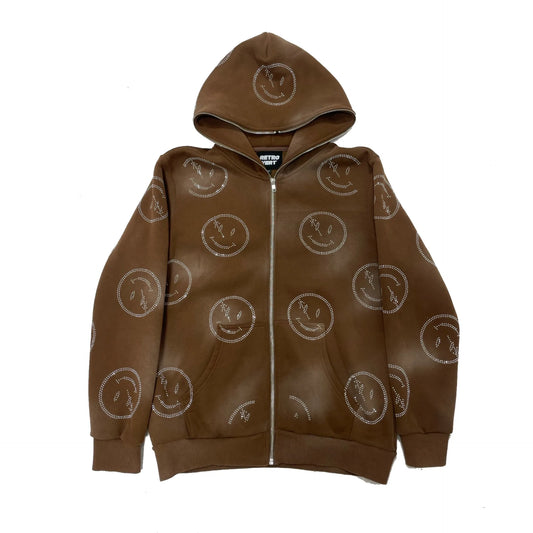 Retrovert Smiley Zip-Up 'Brown'