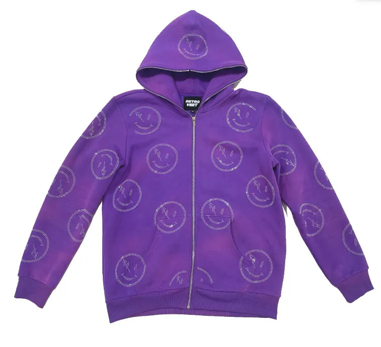 Retrovert Smiley Zip-Up 'Purple'